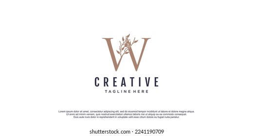 Initial logo w with floral design icon vector illustration