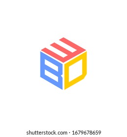 Initial logo with WBD letters. Hexagon logo
