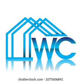 initial logo WC with house icon, business logo and property developer.