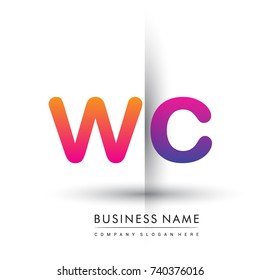 initial logo WC lowercase letter, orange and magenta creative logotype concept, modern and simple logo design.