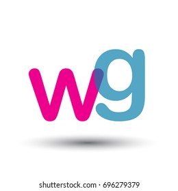 initial logo WG lowercase letter, blue and pink overlap transparent logo, modern and simple logo design.