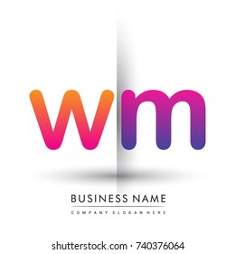 initial logo WM lowercase letter, orange and magenta creative logotype concept, modern and simple logo design.