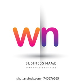 initial logo WN lowercase letter, orange and magenta creative logotype concept, modern and simple logo design