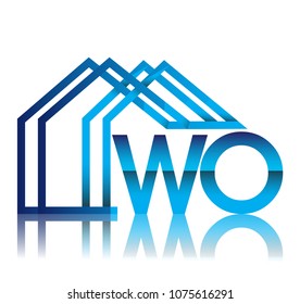 initial logo WO with house icon, business logo and property developer.
