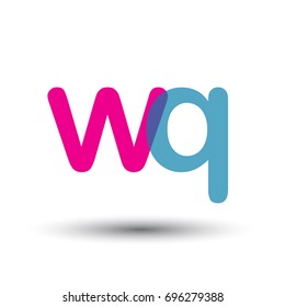 initial logo WQ lowercase letter, blue and pink overlap transparent logo, modern and simple logo design.