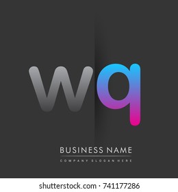 initial logo WQ lowercase letter colored grey and blue, pink, creative logotype concept, modern and simple logo design, logo design concept for business and corporate identity.