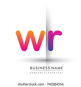initial logo WR lowercase letter, orange and magenta creative logotype concept, modern and simple logo design.