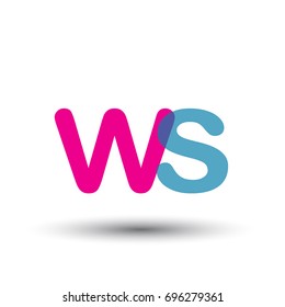 initial logo WS lowercase letter, blue and pink overlap transparent logo, modern and simple logo design.