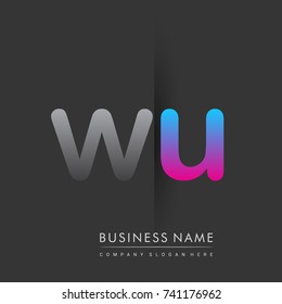 initial logo WU lowercase letter colored grey and blue, pink, creative logotype concept, modern and simple logo design, logo design concept for business and corporate identity.
