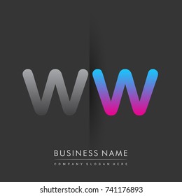 initial logo WW lowercase letter colored grey and blue, pink, creative logotype concept, modern and simple logo design, logo design concept for business and corporate identity.
