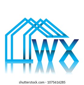 initial logo WX with house icon, business logo and property developer.