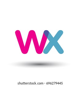 initial logo WX lowercase letter, blue and pink overlap transparent logo, modern and simple logo design