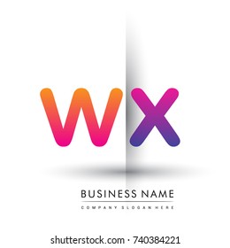 initial logo WX lowercase letter, orange and magenta creative logotype concept, modern and simple logo design.