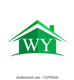 initial logo WY with house icon and green color, business logo and property developer.