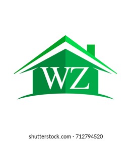 initial logo WZ with house icon and green color, business logo and property developer.