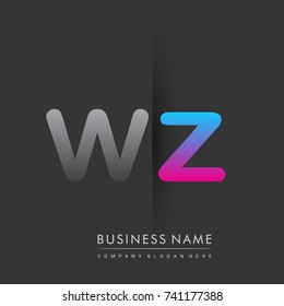 initial logo WZ lowercase letter colored grey and blue, pink, creative logotype concept, modern and simple logo design, logo design concept for business and corporate identity.