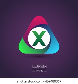 Initial logo X letter colorful icon in the triangle shape, Vector design template elements for your application or company identity.