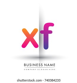 initial logo XF lowercase letter, orange and magenta creative logotype concept, modern and simple logo design.