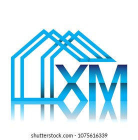 initial logo XM with house icon, business logo and property developer.