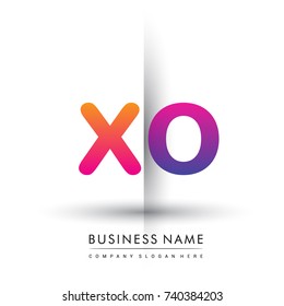 initial logo XO lowercase letter, orange and magenta creative logotype concept, modern and simple logo design.