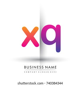initial logo XQ lowercase letter, orange and magenta creative logotype concept, modern and simple logo design.