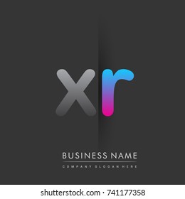 initial logo XR lowercase letter colored grey and blue, pink, creative logotype concept, modern and simple logo design, logo design concept for business and corporate identity.