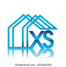 initial logo XS with house icon, business logo and property developer.