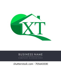 initial logo XT with house icon, business logo and property developer.