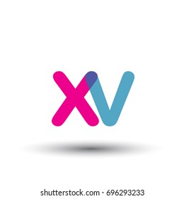 initial logo XV lowercase letter, blue and pink overlap transparent logo, modern and simple logo design.