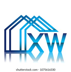 initial logo XW with house icon, business logo and property developer.