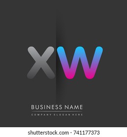 initial logo XW lowercase letter colored grey and blue, pink, creative logotype concept, modern and simple logo design, logo design concept for business and corporate identity.