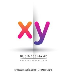 initial logo XY lowercase letter, orange and magenta creative logotype concept, modern and simple logo design.