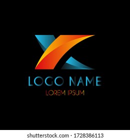 Logo inicial. Diseño del logotipo Y X en fondo oscuro