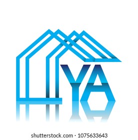 initial logo YA with house icon, business logo and property developer.
