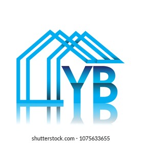 initial logo YB with house icon, business logo and property developer.