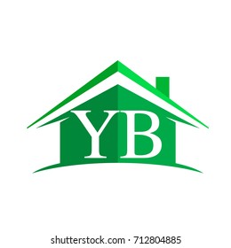 initial logo YB with house icon and green color, business logo and property developer.