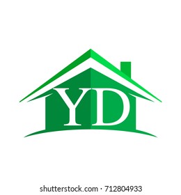 initial logo YD with house icon and green color, business logo and property developer.