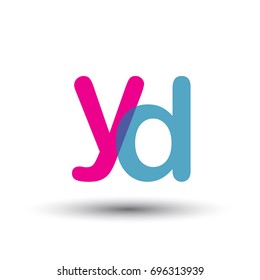 initial logo YD lowercase letter, blue and pink overlap transparent logo, modern and simple logo design.