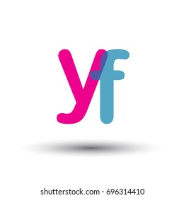 initial logo YF lowercase letter, blue and pink overlap transparent logo, modern and simple logo design