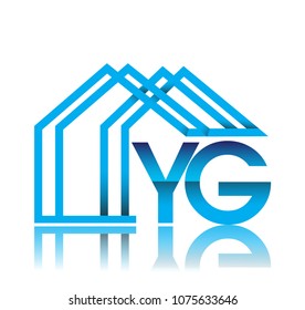 initial logo YG with house icon, business logo and property developer.