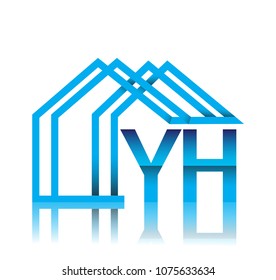 initial logo YH with house icon, business logo and property developer.
