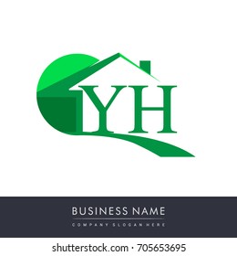 initial logo YH with house icon, business logo and property developer.