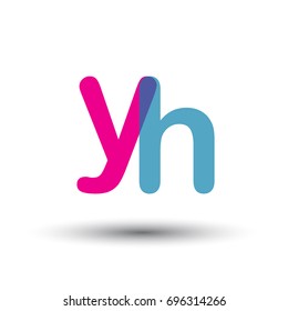 initial logo YH lowercase letter, blue and pink overlap transparent logo, modern and simple logo design.