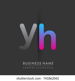 initial logo YH lowercase letter colored grey and blue, pink, creative logotype concept, modern and simple logo design, logo design concept for business and corporate identity.