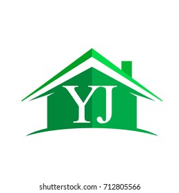 initial logo YJ with house icon and green color, business logo and property developer.