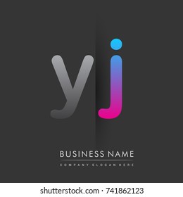initial logo YJ lowercase letter colored grey and blue, pink, creative logotype concept, modern and simple logo design, logo design concept for business and corporate identity.