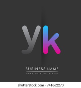 initial logo YK lowercase letter colored grey and blue, pink, creative logotype concept, modern and simple logo design, logo design concept for business and corporate identity