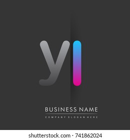 initial logo YL lowercase letter colored grey and blue, pink, creative logotype concept, modern and simple logo design, logo design concept for business and corporate identity.
