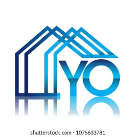 initial logo YO with house icon, business logo and property developer.