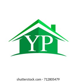 initial logo YP with house icon and green color, business logo and property developer.